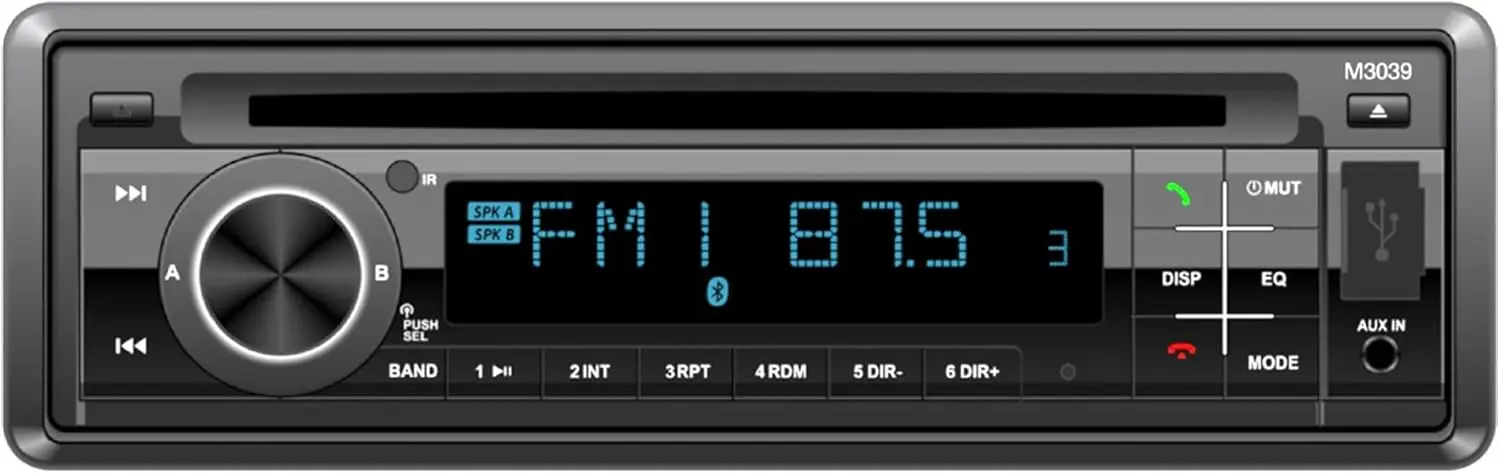 Marine RV Car Stereo Receiver with Bluetooth, DVD CD USB AUX, 40W x 4, Remote Control