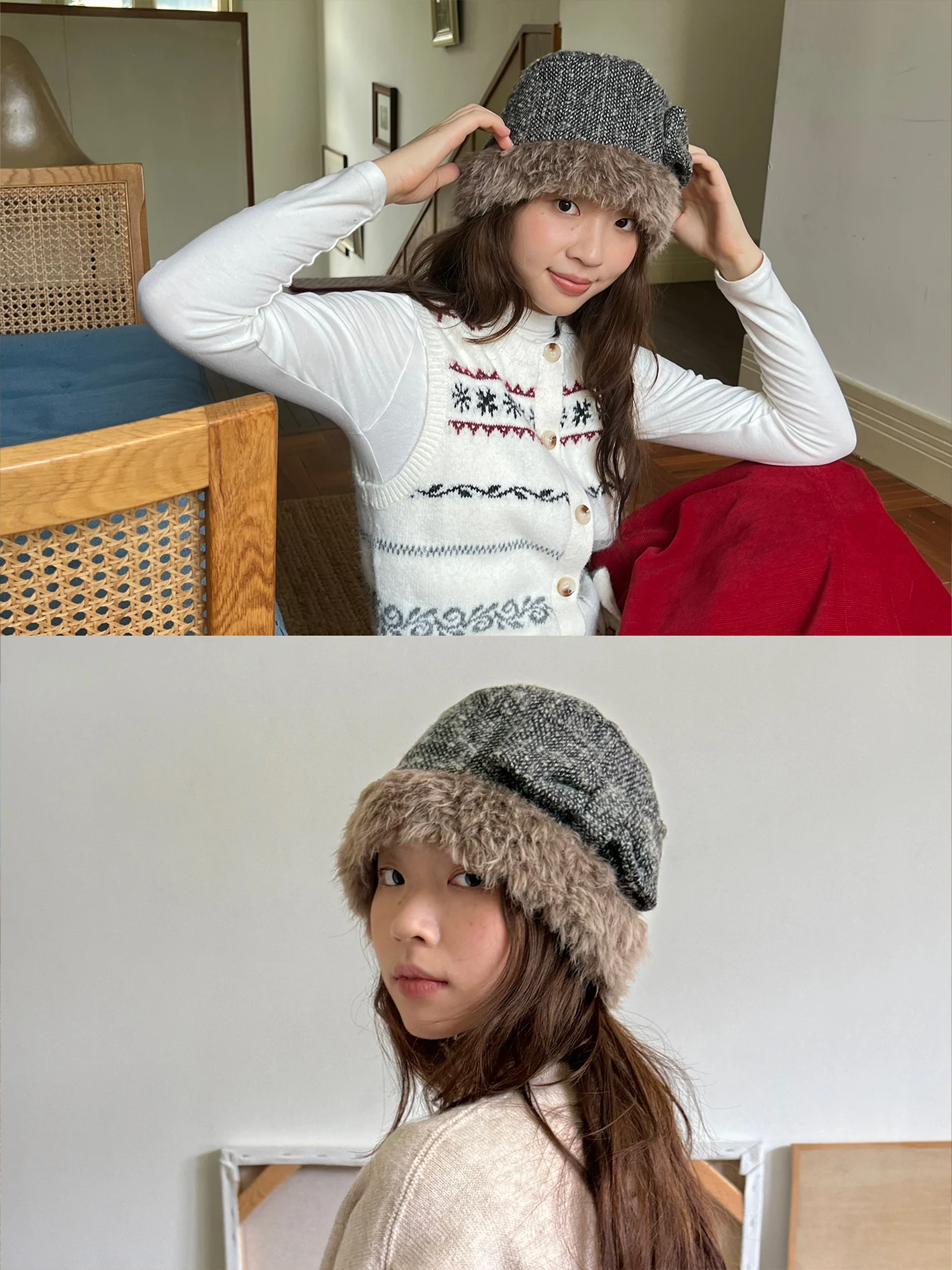 nothe-case-fruit-nucleus-amber-knot-thickened-flat-top-decorative-pot-hat-autumn-winter-atmosphere-woolen-hat