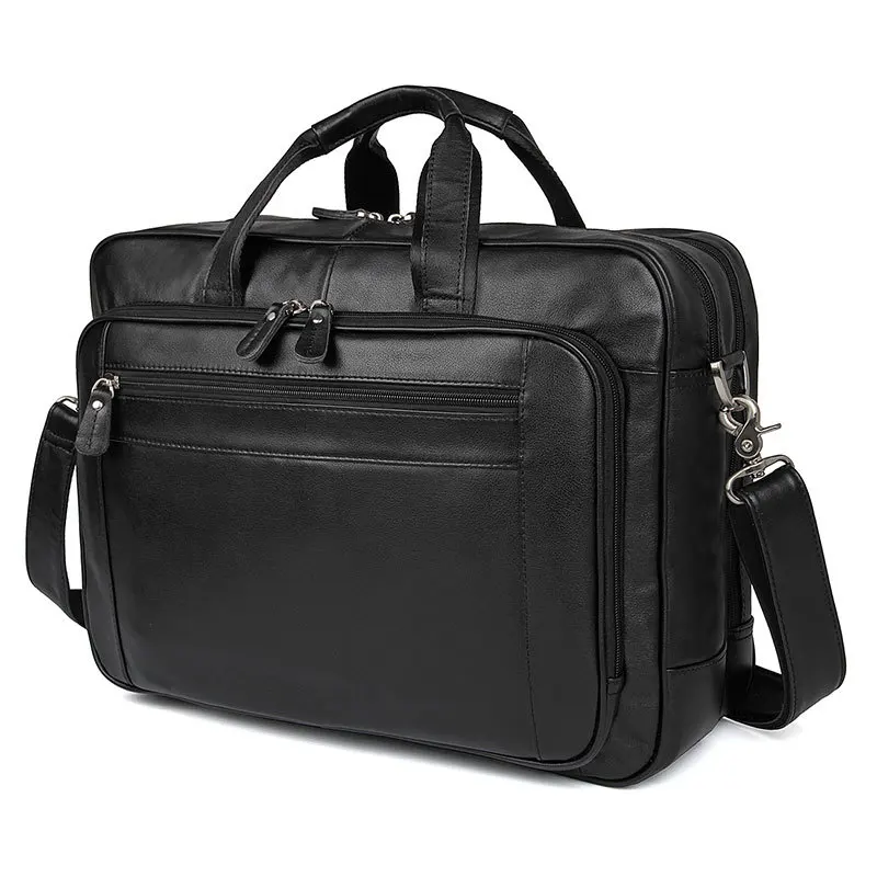 High Quality Genuine Leather Men Briefcase Business Bag Crazy Horse Leather Large 17'inch Laptop Bag Male Portfolio Office Case