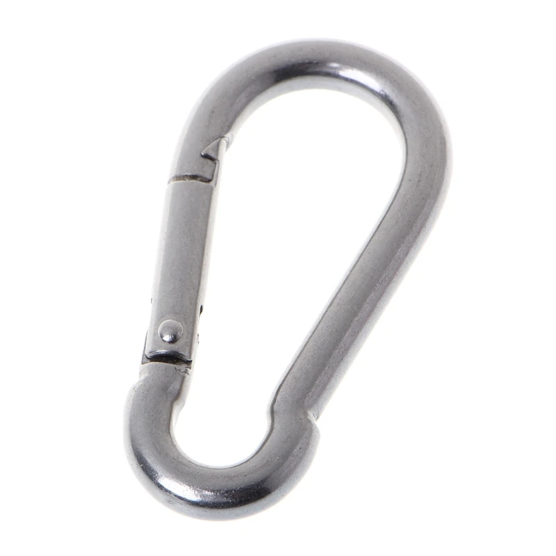 Y1UB Large D-shape Stainless Steel Carabiner Quick-release Spring Hook Camping Buckle Hook Outdoor Keychain Carabiner Clip