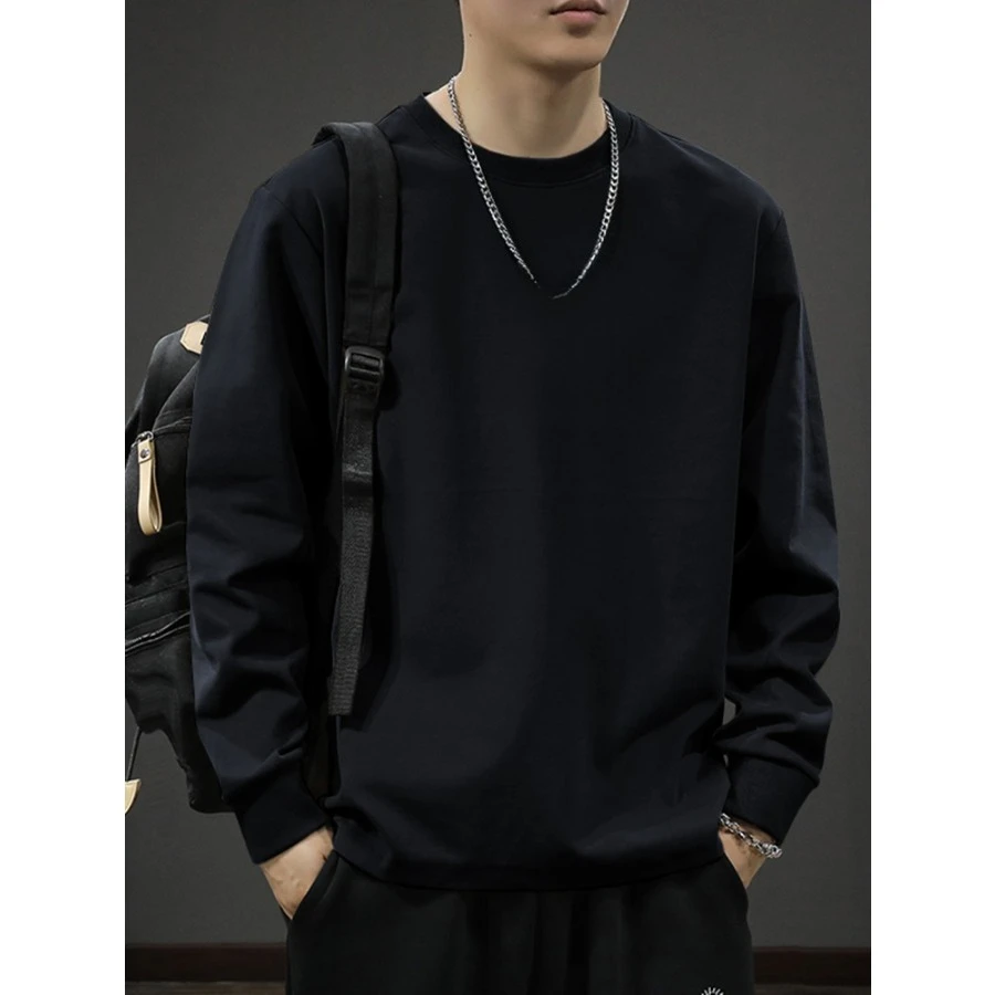 سويت شيرت قطني فضفاض للخريف برقبة دائرية للرجال من قطعة واحدة داخلية وخارجية مجموعة جميع المواسم