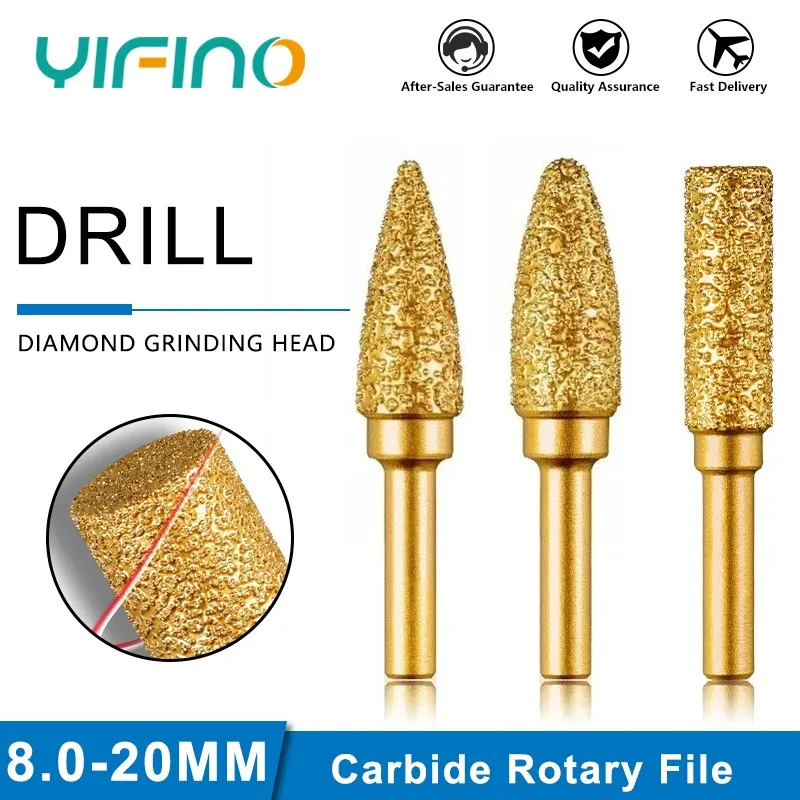 Diamond Grinding Head Carbide Rotary File Lnternal Grind Head Hand Electric Drill Gold Steel Grind Drill Brazing Milling Cutter