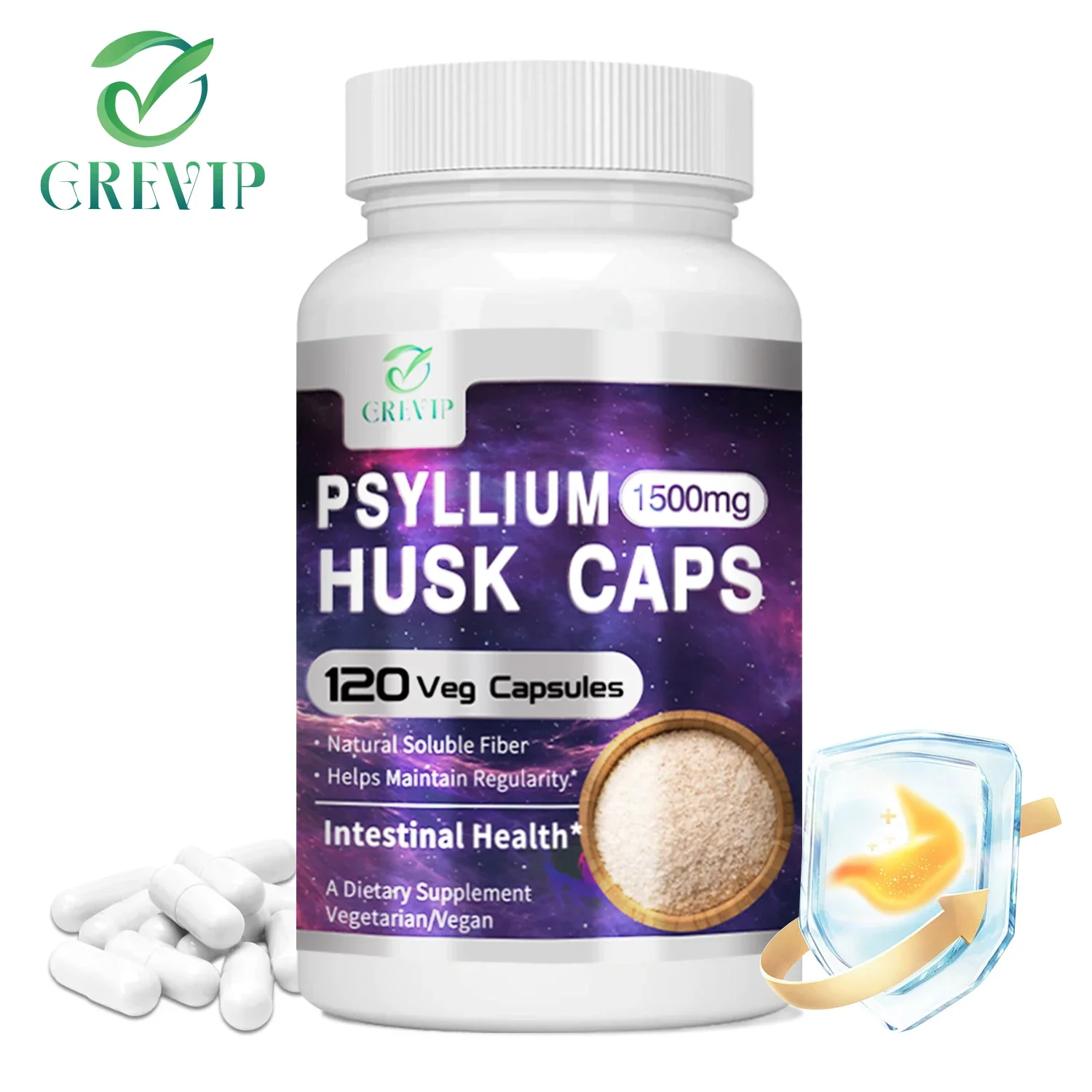 Psyllium Husk Capsules - Colon Cleansing, Digestive Regulation and Gut Health