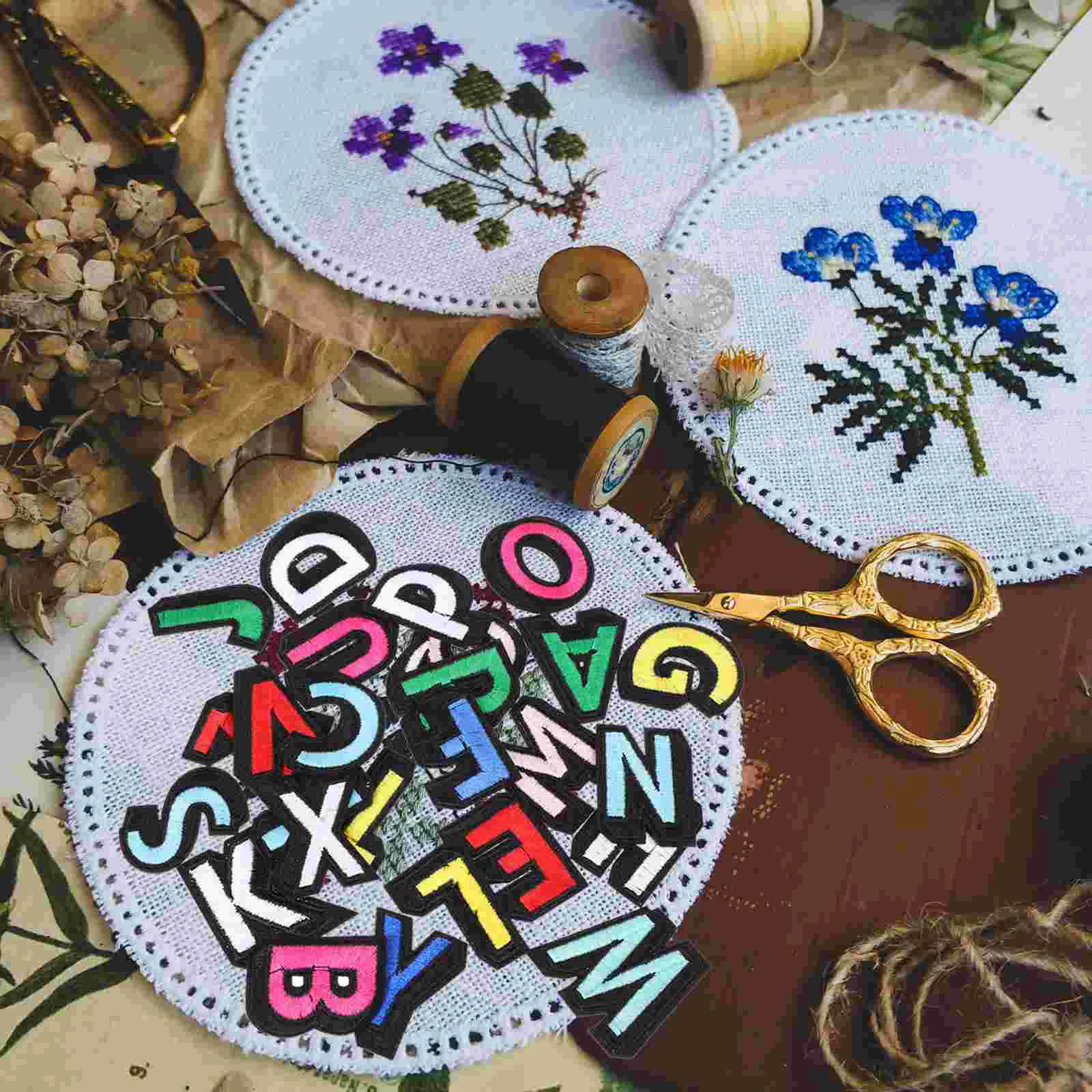 Letter Patch Patches Adorable Embroidery Clothes Clothing Decors Polyester Appliques Hand-craft Alphabet