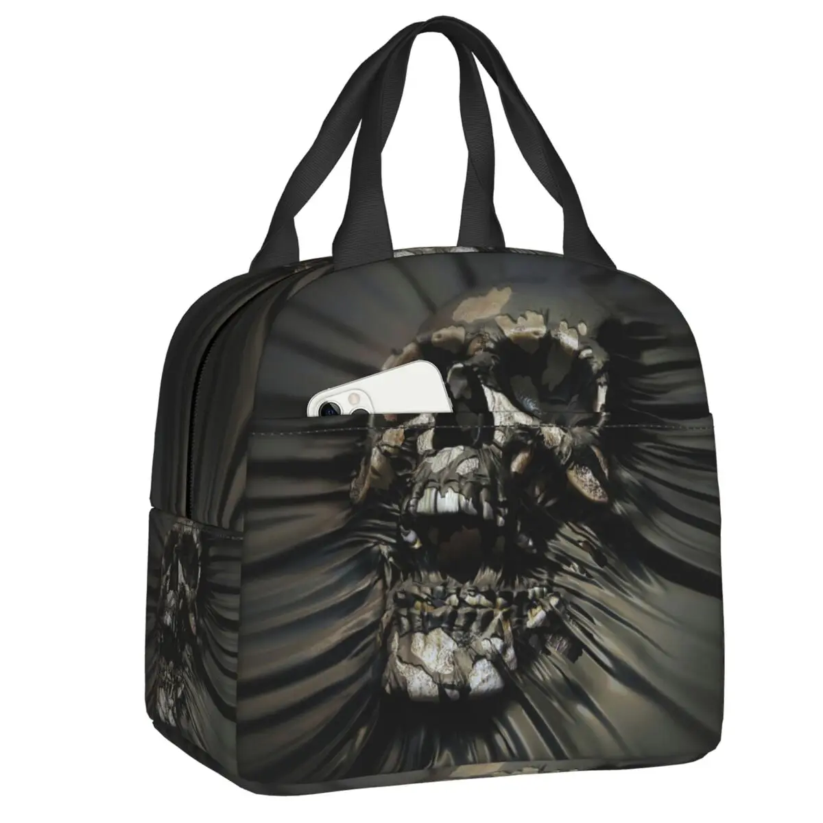 Horror Skull Wrap Lunch Box Leakproof Gothic Death Skeleton Thermal Cooler Food Insulated Lunch Bag Portable Picnic Tote Bags