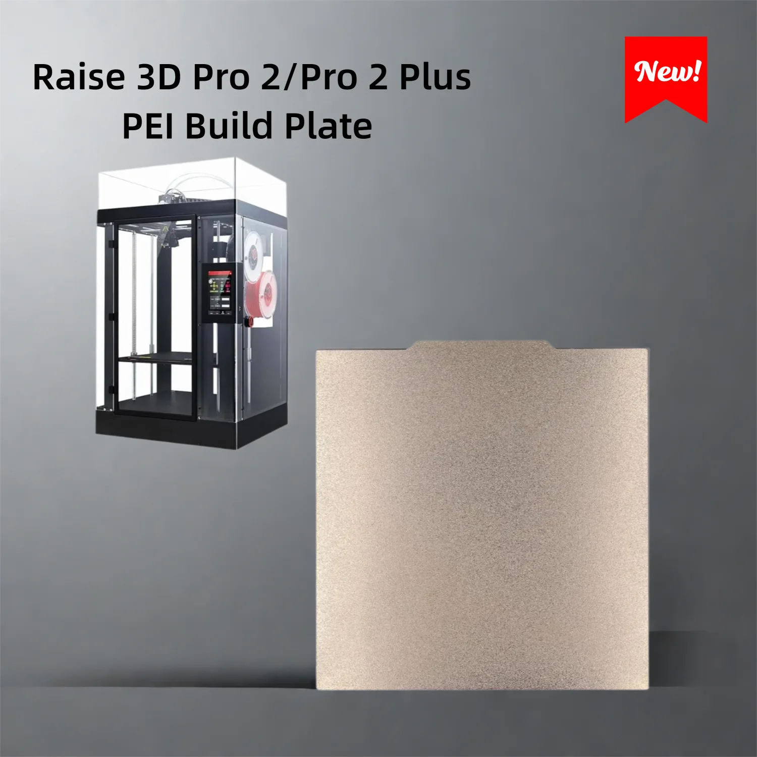 

332x340mm Double Sided Textured PEI Build Plate for Raise3d Pro2/Pro 2 Plus 3D Printer Flexible Steel Print Bed Magnetic Base