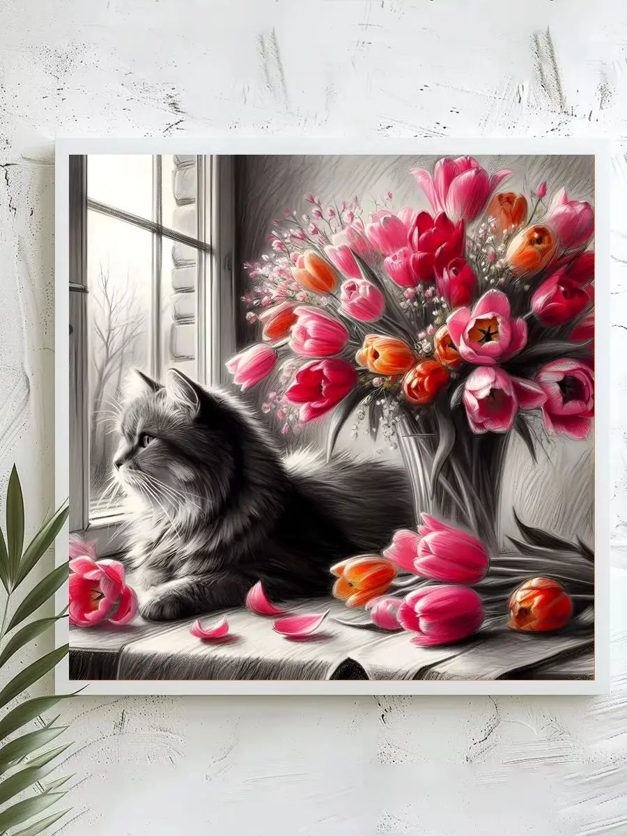 1 Stück 40x40 cm/15,74 Zoll, 11Ct/14Ct Kreuzstich-Set, DIY Valentinstagsgeschenk, Stickerei-Set für Festivals, Tiermotiv – Detail 1