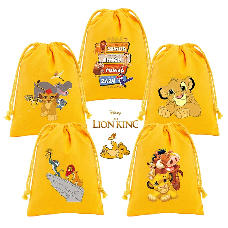 Mufasa Lion King borsa con coulisse film Cartoon Print Sport Boy Girl children\'s Kid Portable Birthday Party Hand Pocket Gift Pouch