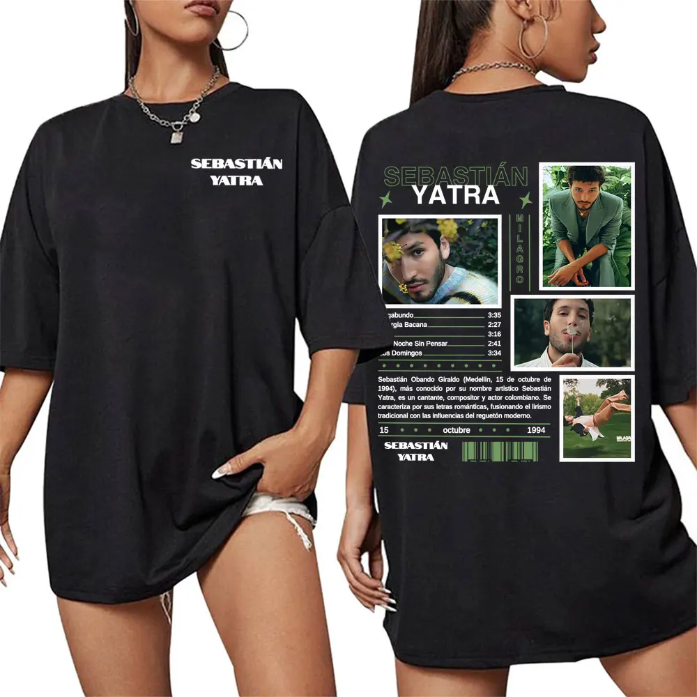 

Singer SEBASTIAN YATRA Milagro 2025 Merch 100% Cotton Printing T Shirt Women Hip Hop Aesthetic Short Sleeve Oversized Streetwear