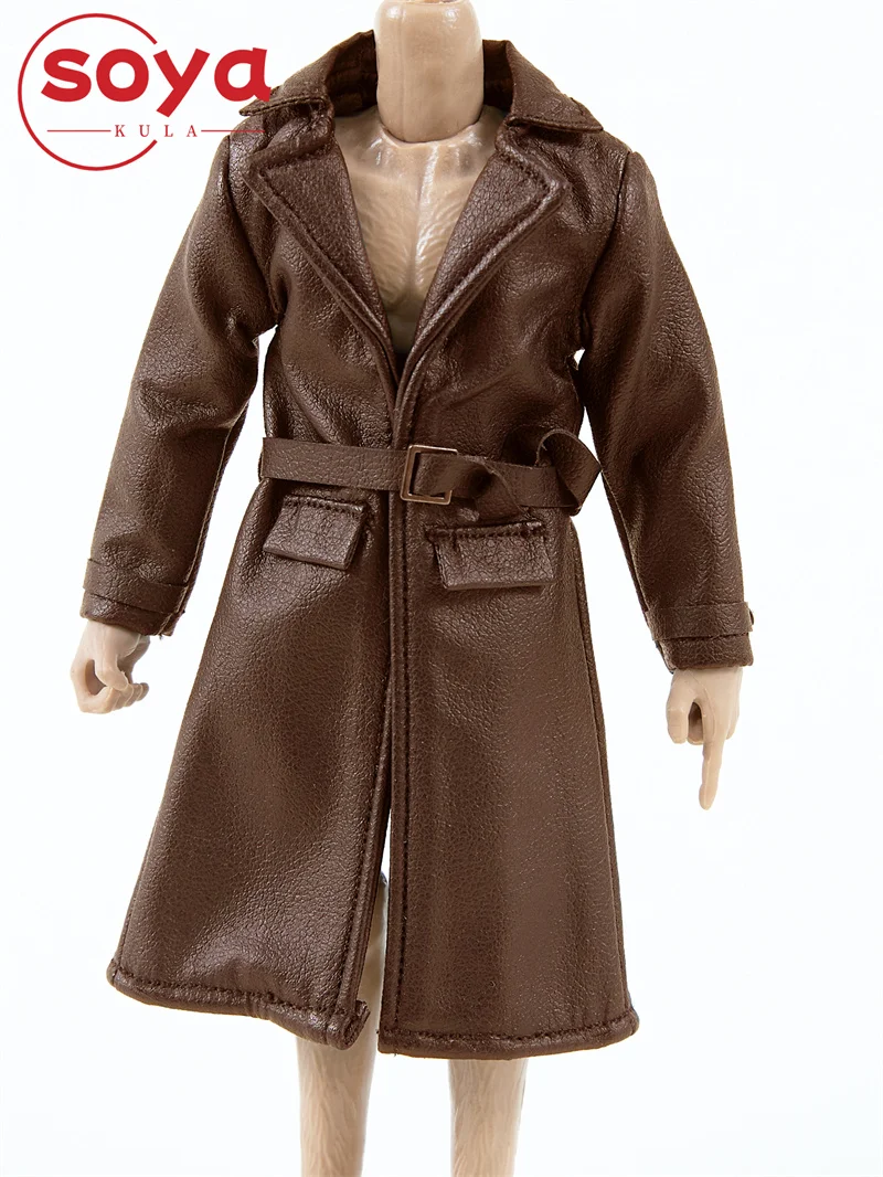 Veste en cuir mi-longue, manteau coupe-vent, vêtements, modèle adapté à une figurine de soldat masculin de 6 pouces, poupées corporelles, échelle 1/12