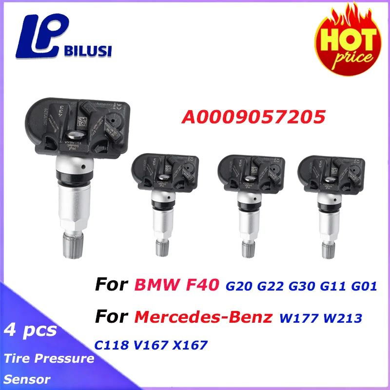 

Bilusi 4PCS 433MHZ TPMS Tire Pressure Sensor For BMW F40 G20 G22 G30 G11 G01 Mercedes-Benz W177 W213 C118 V167 X167 A0009057205