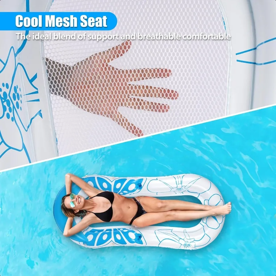 Iatable Pool Lounge FloatFloaties Rafts for Adults Floating Lounger Sun Tanning Floats Cool Water Floaty Swimming Lake Beach Pa