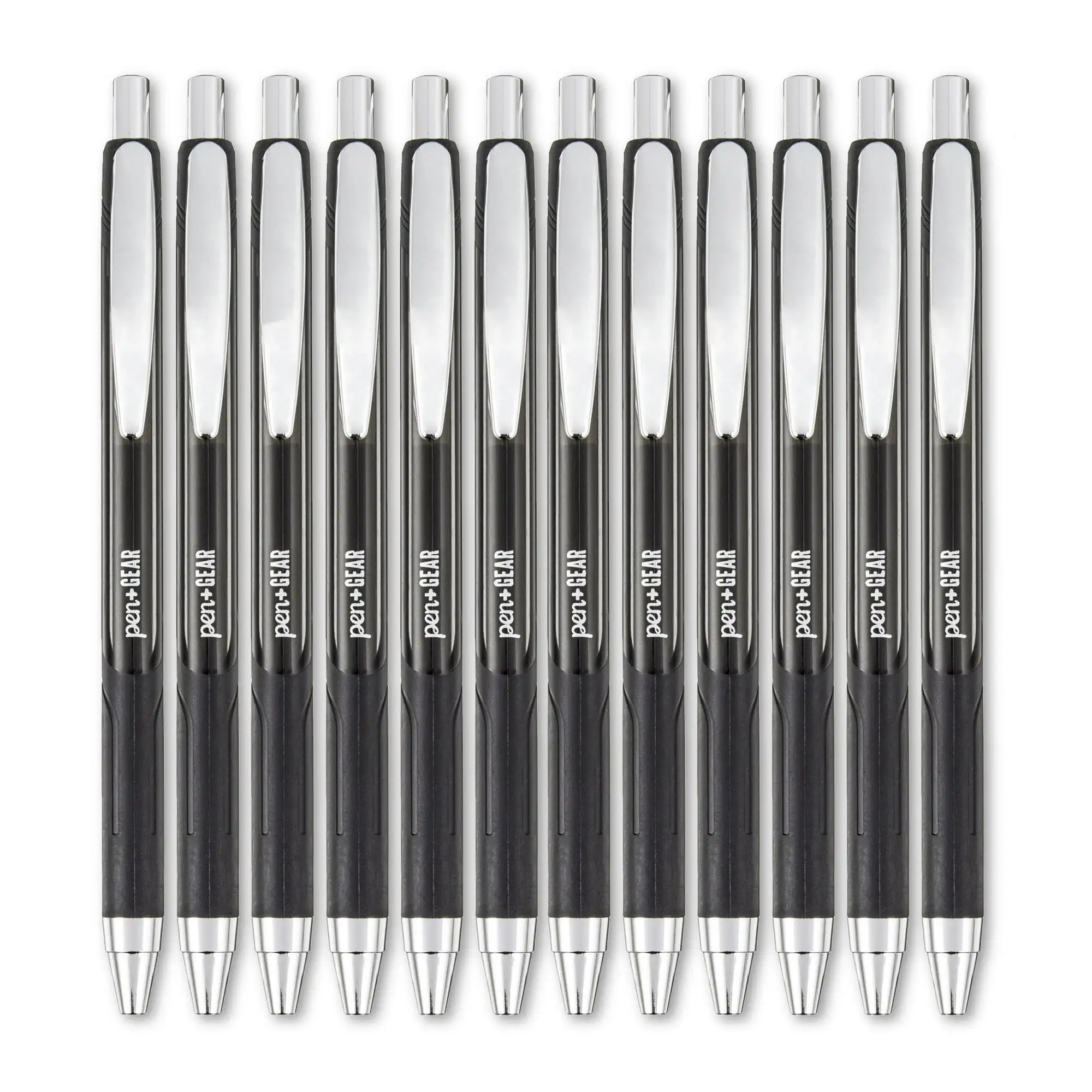 Pen+Gear Retractable Gel Ink Pens, Medium point, 0.7mm, Black Ink, 12 Count