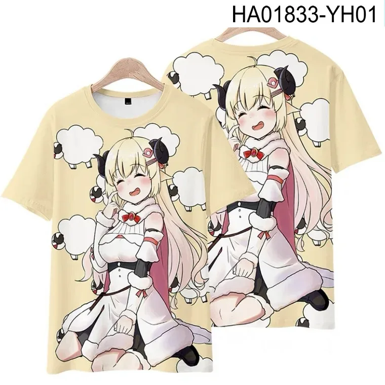 Vtuber tsunomaki watame 3d impressão camiseta verão moda em torno do pescoço manga curta popular streetwear japonês mais tamanho