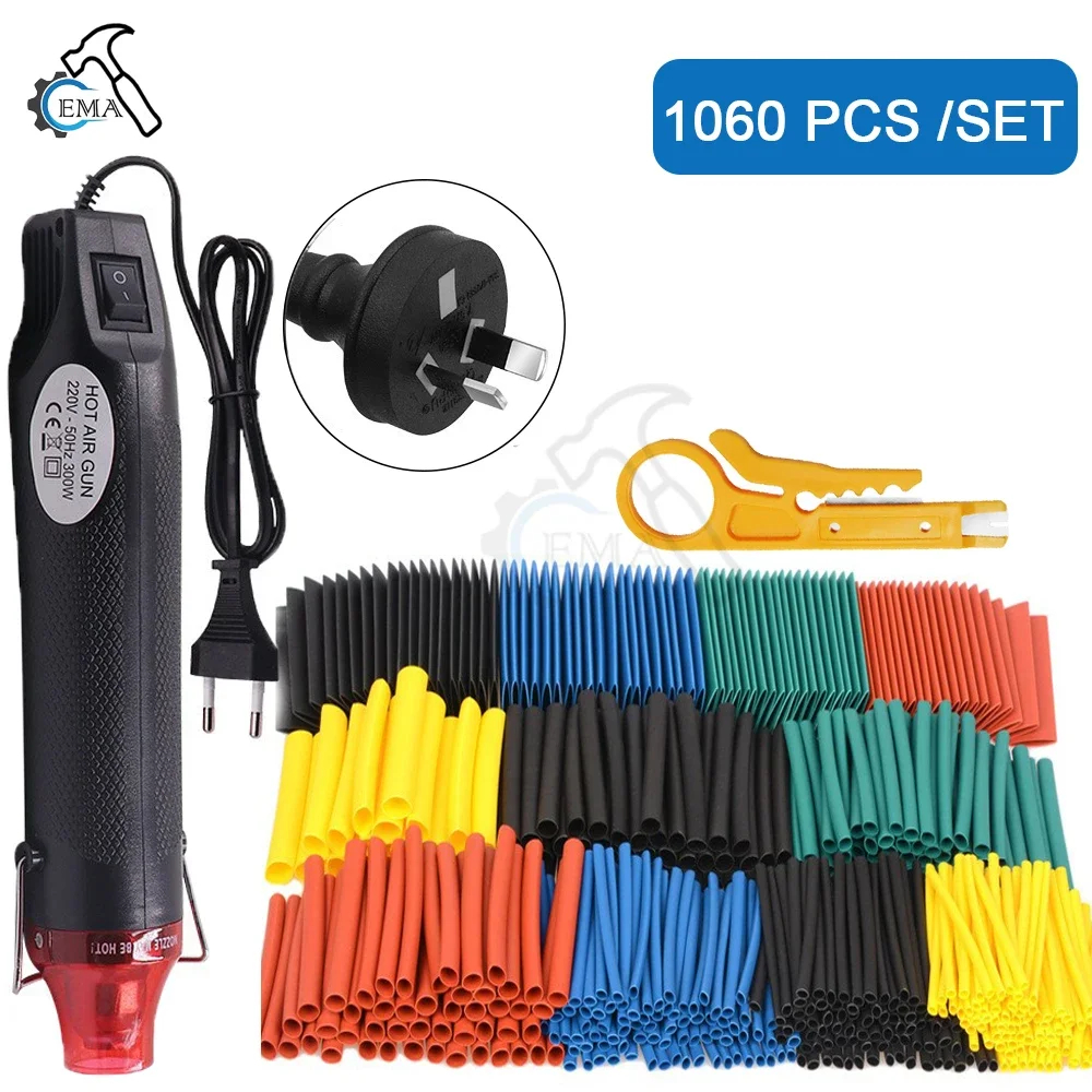 656/1060 stks Krimpkous Met 300 W Heteluchtpistolen Kit EU US 110 V 220 V Krimpkous Kit 2:1 Cover Kabel Reparatie Bescherming