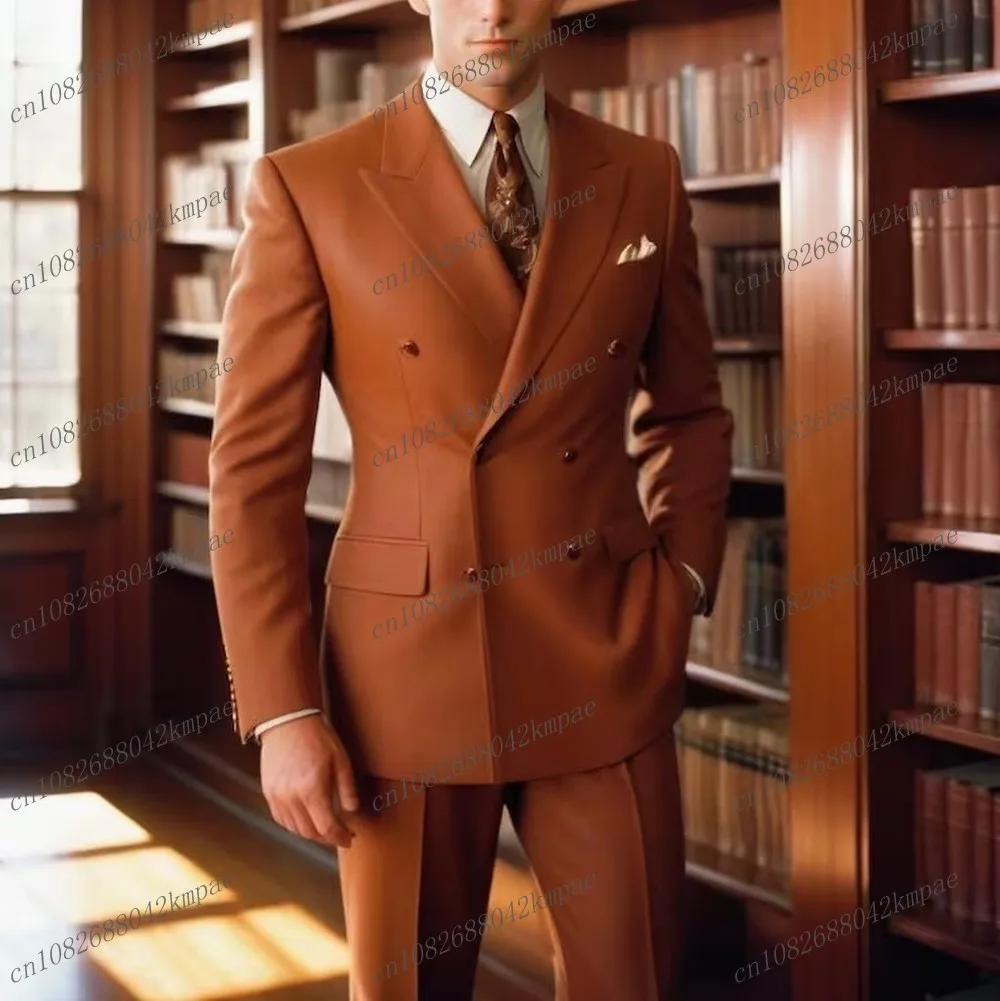 

Новая мода формальный темно-оранжевый мужской деловой костюм жених жених свадебная вечеринка выпускной мужской смокинг комплект из 2 предметов блейзер брюки