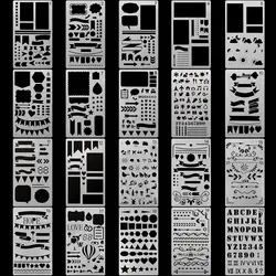 30/20/12 Pcs Bullet Journaling Stencil Set Template Geometry Shape Planner Stencil Scrapbooking Stencils for Painting and Decor