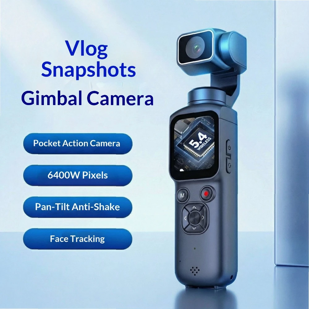 

Portable 4K Vlog Camera with Gimbal Stabilization & WiFi for Sports Travel
