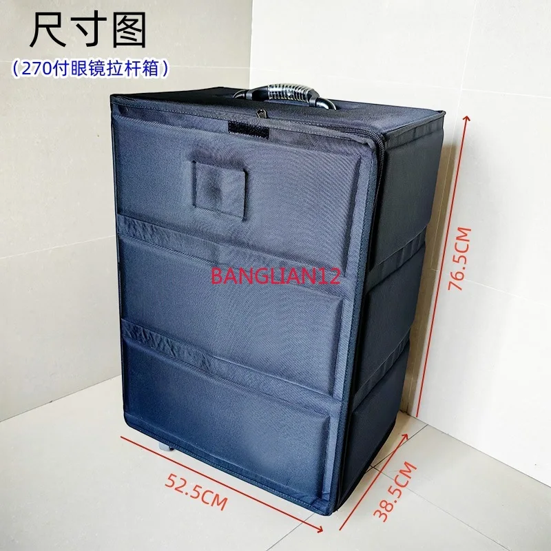 Large capacity glasses trolley case, black EVA multi-layer drawer