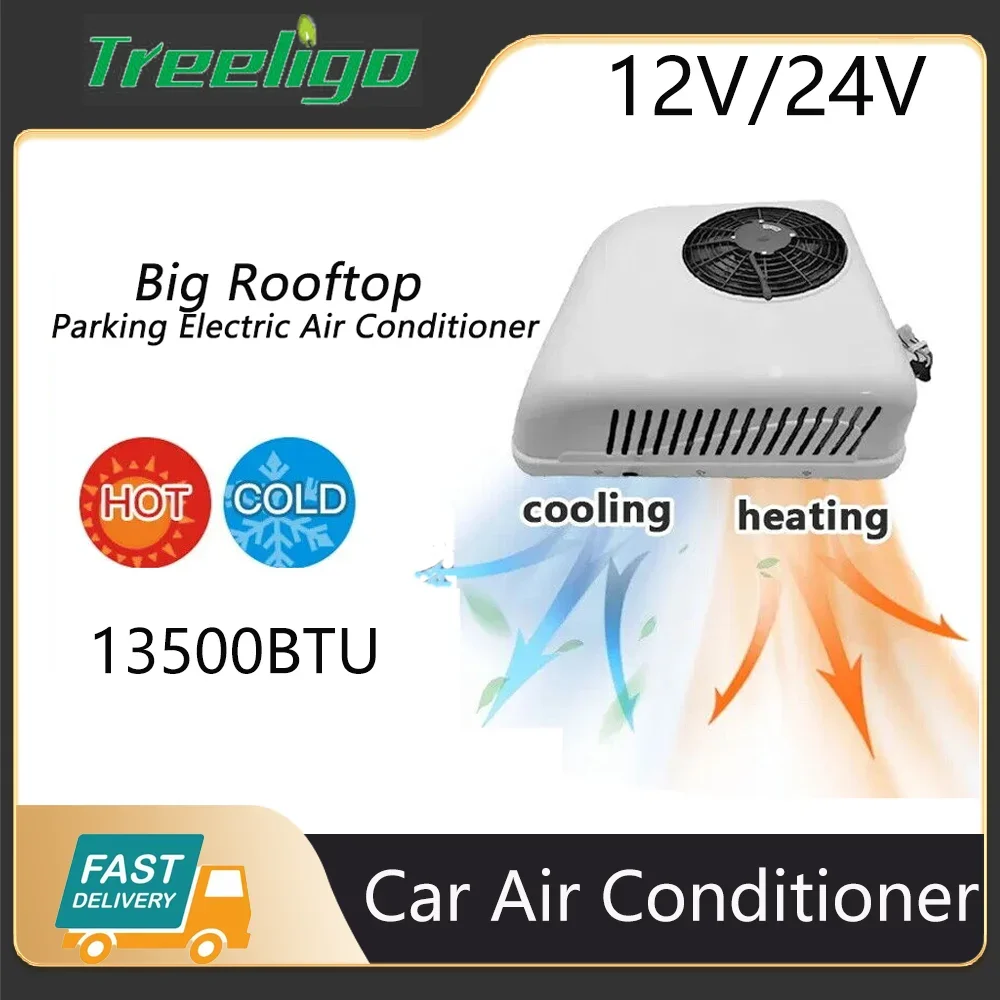 Treeligo 12V 24V Electric Car Rv rooftop Parking Air Conditioner Heating and Cooling For Camper Truck Motorhome Caravan Tractor