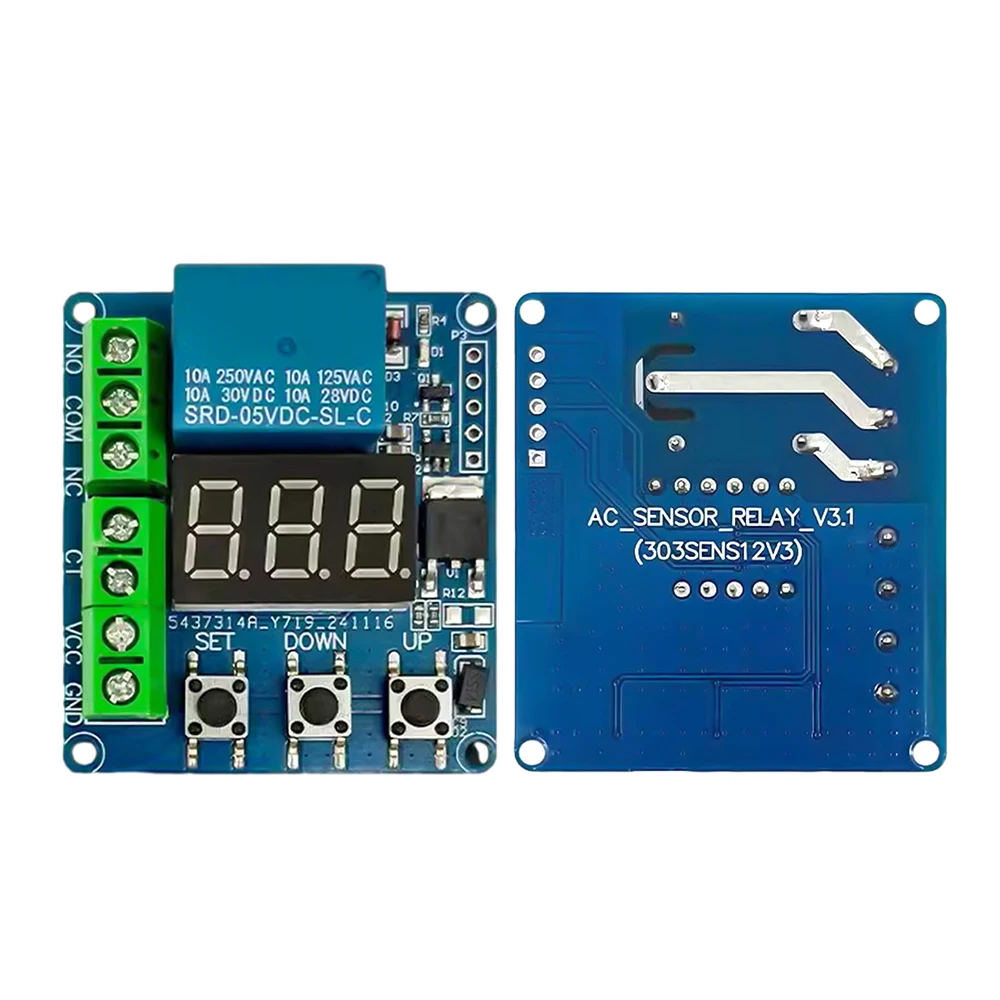 Digital Display AC Current Detection Module 5A Overcurrent Protection Relay Module 5V 12V Overload Protection