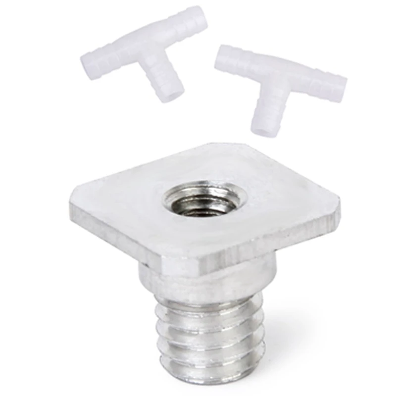 2 buah 12Mm konektor Tee sama fiting pipa berduri & 1 buah 1/4 inci ke 3/8 inci adaptor sekrup konversi perempuan ke laki-laki