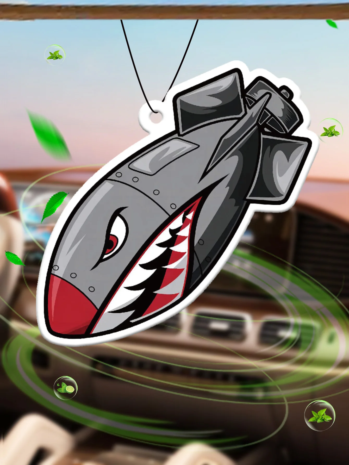 Bomb Air Bomb Tiger Shark Mouth Special Edition Cologne (4711 Special Edition Classic for Both Men and Women) Unisex Car Perfume and Non-Toxic Air Freshener |   Natural Essential Oils and Aromatherapy Scent Tablets (Noroili/Grapefruit/Cedar) |   Hanging Type and Dual-Purpose with Vent Clip |   Long-Lasting Fragrance for 60-90 Days |   Deodorize and Purify the Air |   Suitable for Use in Cars, Homes, Wardrobes, and Bathrooms. |   Cartoon Animation
