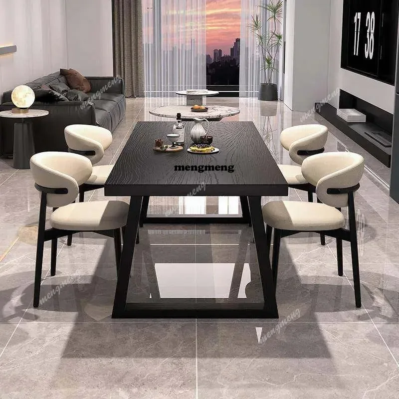 Black Solid Wood Dining Table Modern Small-sized High-end Dining Table Fashionable Retro Dining Room Furniture Esstisch