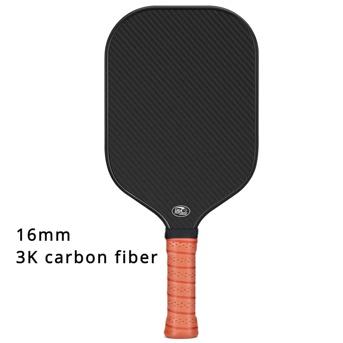 16MM Pickleball Paddle 3K Carbon Fiber Surface PP Honeycomb Core Enhanced Power Anti-Slip Hand Grip Paddle