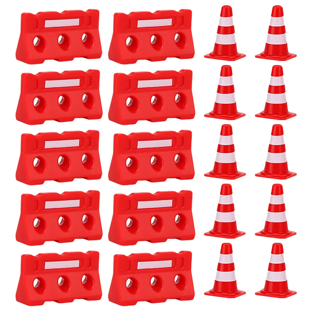 

20 Pcs Roadblock Simulation Props Toy Traffic Cones Toys DIY Ornaments Decorations Miniature Fences Models Plastic and Child