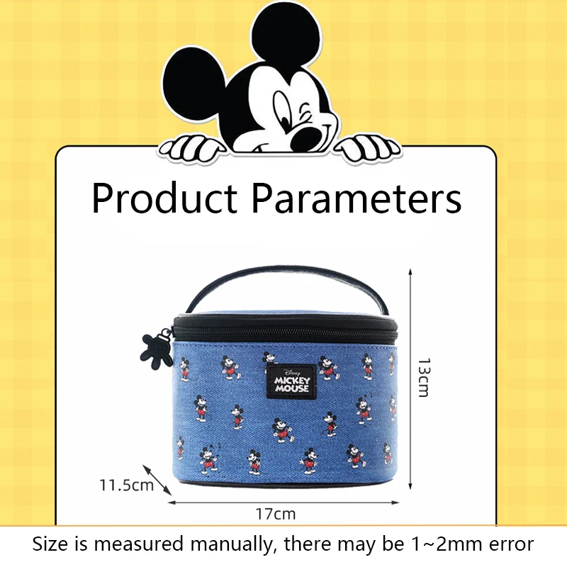 Disney Mickey Mouse Cosmetic Bag Waterproof Large Capacity Handbag Cartoon Cute Travel Portable Storage Make Up Toiletries Case