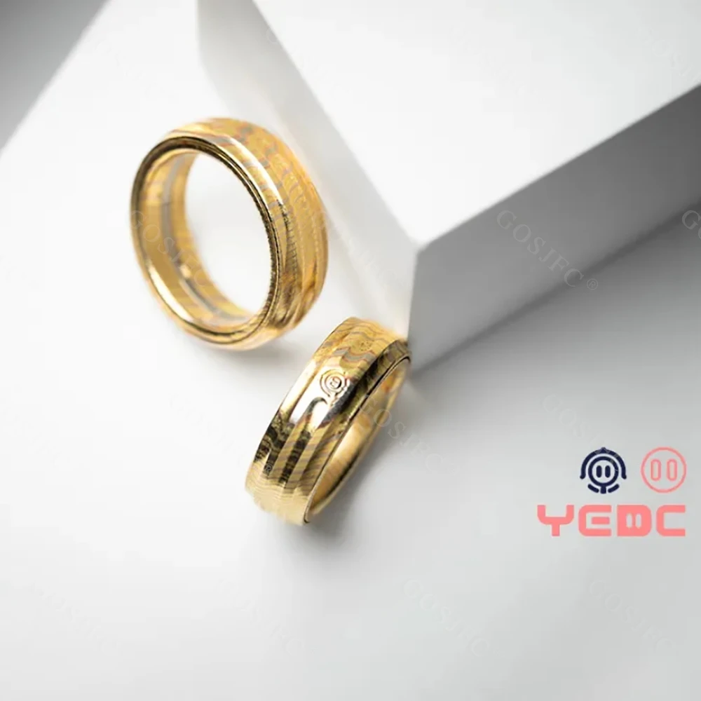 YEDC Mokume Ring Spinner Stress Relief Speelgoed Decoratie Ring Fidget Spinner Fidget Speelgoed voor volwassenen