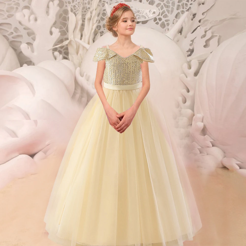 Bridesmaid Girl Dress For Wedding Kid Formal Pageant Gala Prom Gown Children Birthday Party Princess Costume Clothes Vestidos