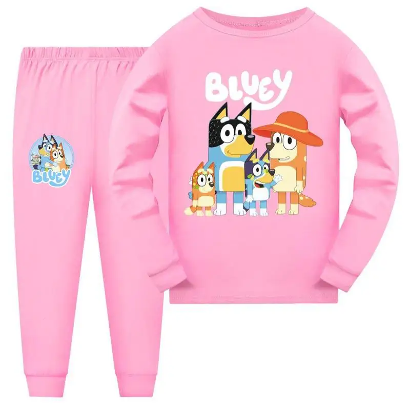 110-170cm New Bluey Children'S Clothing Dog Print Pattern Children'S Hoodie Long Sleeved Pullover Boy Top Girls Complete Pajamas