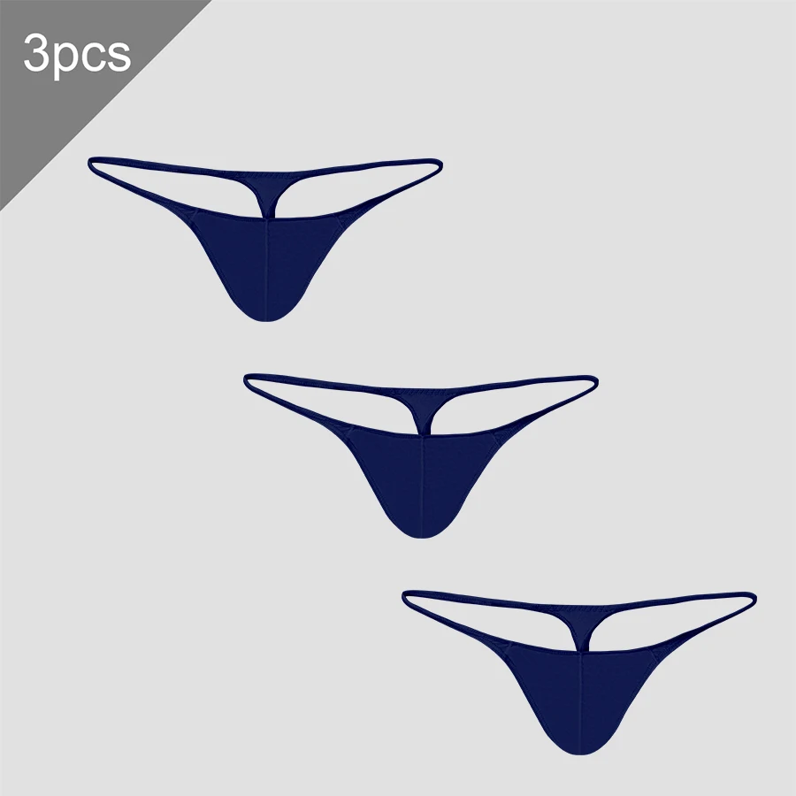 

3PCA Men's low-waisted solid color U-shaped elastic tight sexy T-pants, ice-silk exposed buttocks thong sportswear