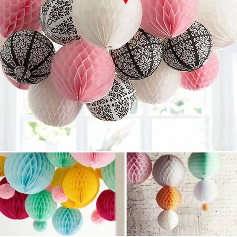 10/15/20/25/30cm Honeycomb Ball Paper Flower For Wedding Birthday Party Decoration Baby Shower DIY Hanging Paper balls 15colors