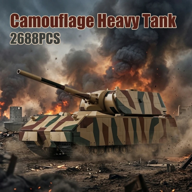 

2688PCS Camouflage Heavy Tank Building Blocks Assembly Small Particle Bricks Home Ornaments Boys Adult Birthday Gifts