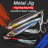 Metal Jig Lure 10g 20g 30g 40g Spinner Blade Popper Sinking Pencil Spinning Fishing Tackle Feather Hook Treble Hooks Pesca Bait