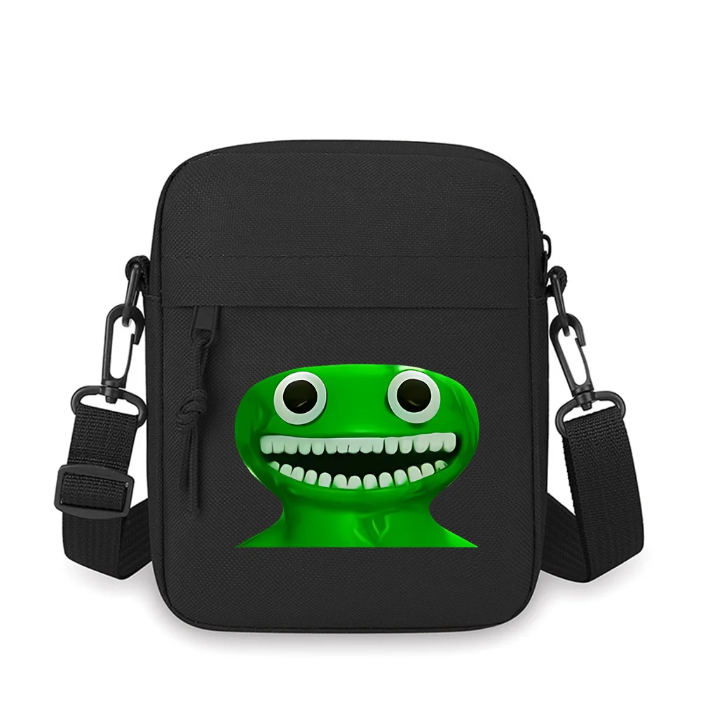 

Green monster face big teeth white eyes Men Crossbody Bag Single Shoulder Women Cartoon Anime Film Printing Design Unisex