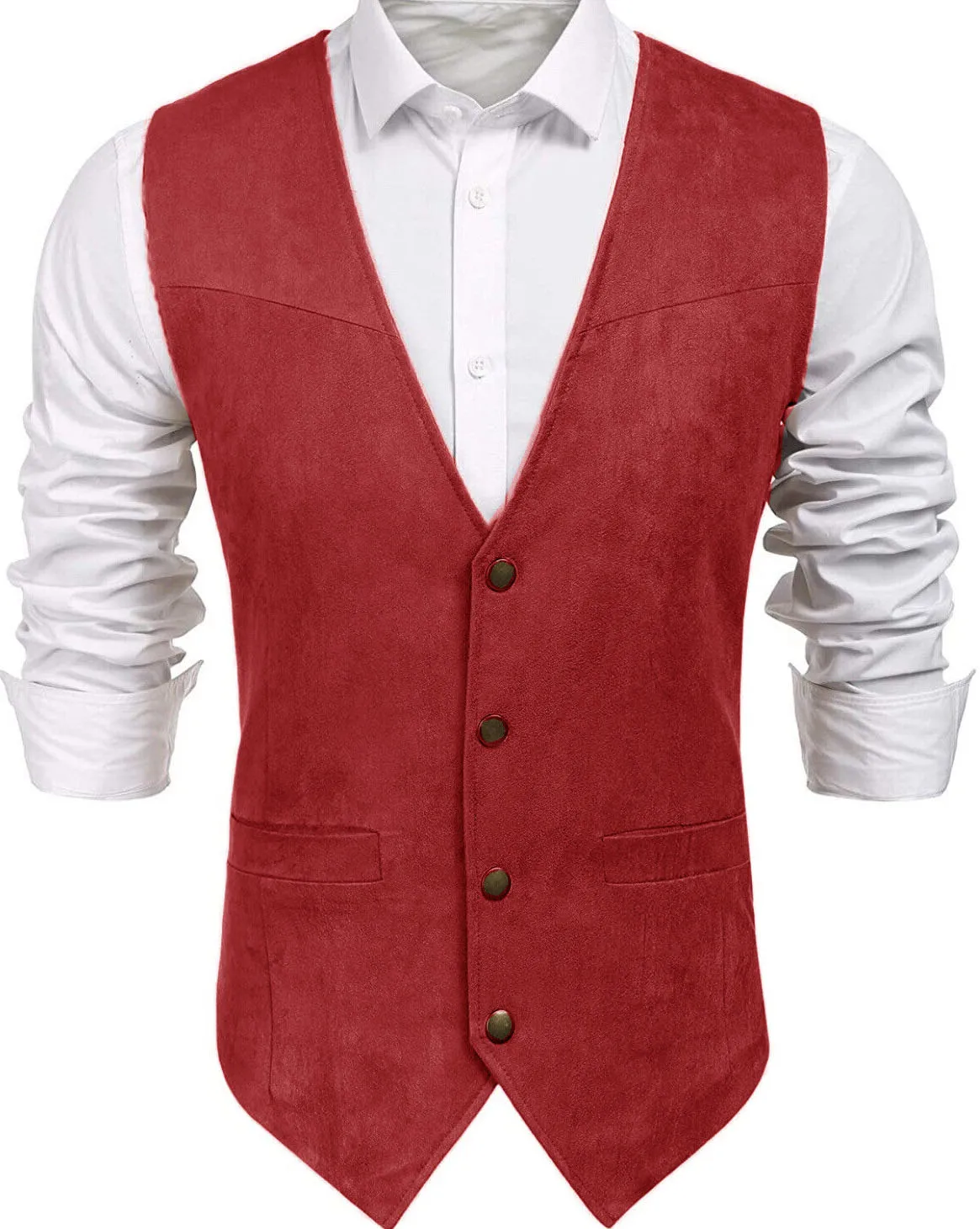 Men's Suede Leather Suit Vest Casual Western Vest Jacket Slim Fit Vests for Men Male Gilet Mens Formal Man High Quality