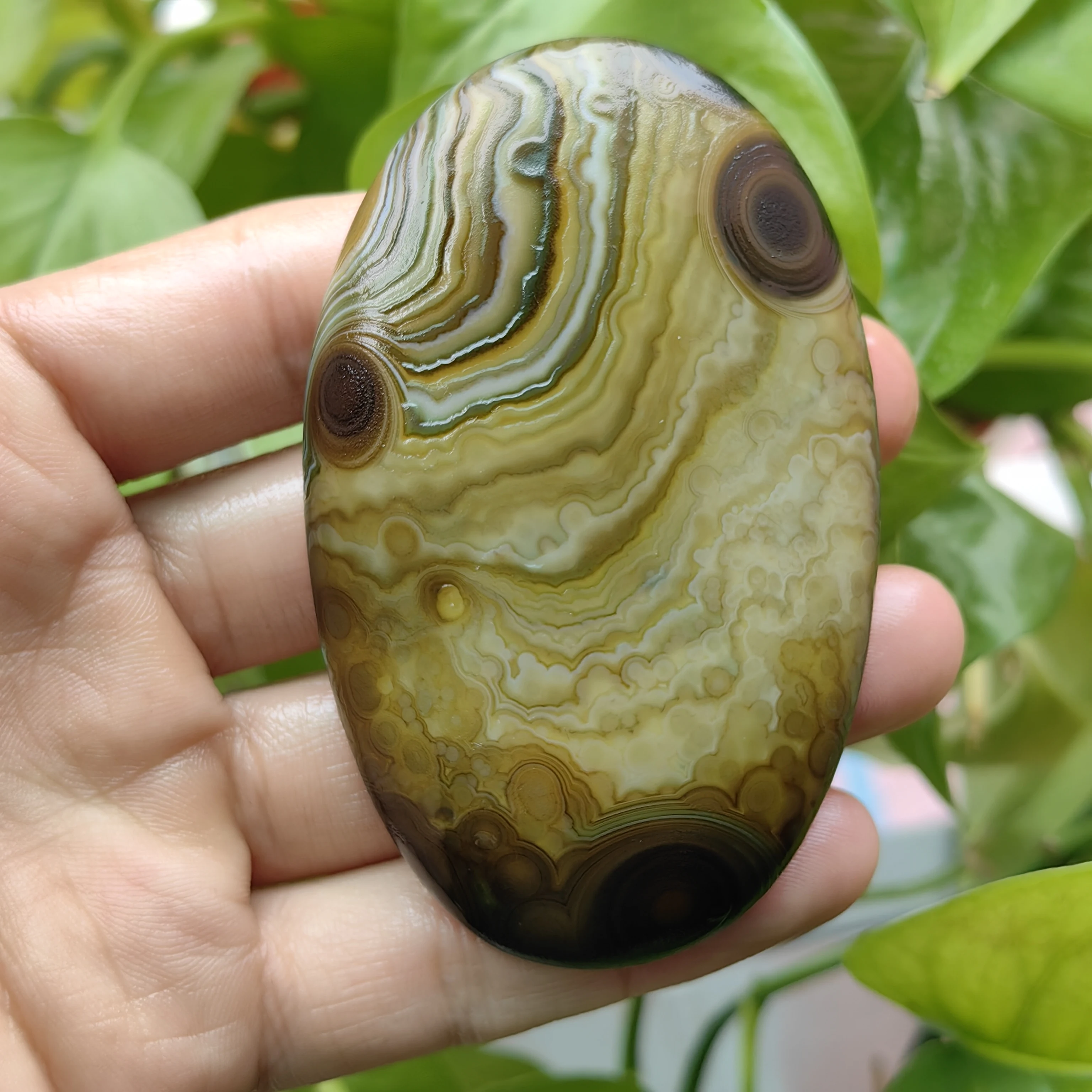 Pure Natural Divine Eyes Agate Palm Stones Rough Stone Good Luck Attract Wealth Stress Relief DIY Home Decor Accessories