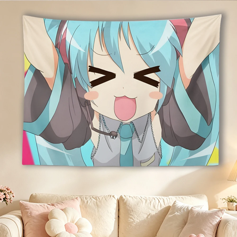 Funny Meme Anime Girl Tapestry, Cute Close‑Up Face Wall Hanging, Colorful Cartoon Character Polyester Wall Cloth for Bedroom Dor