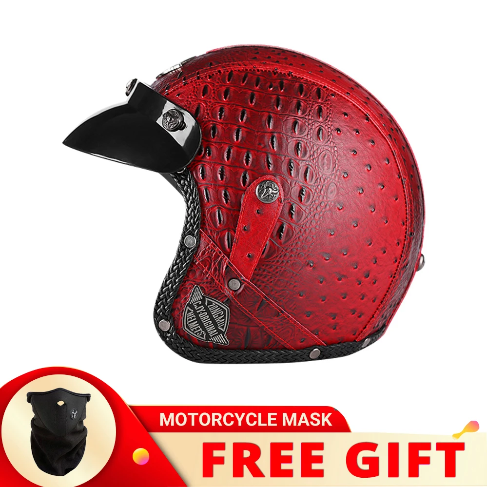 Motorcycle Helmet Casco Moto 3/4 Open Face Scooter Helmet Men Women Four Season Motorbike Bicycle Racing Helmet Retro Kask DOT