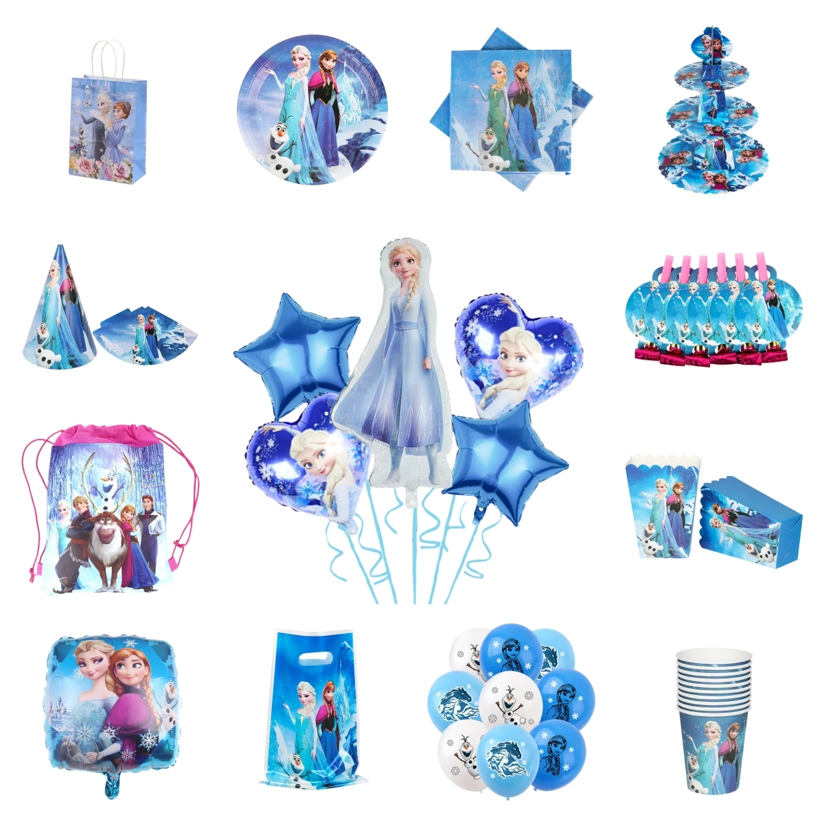 

Disney Frozen Birthday Party Decorations Princess Anna Elsa Theme Balloon Set Disposable Tableware Banner Candy Box Sticker