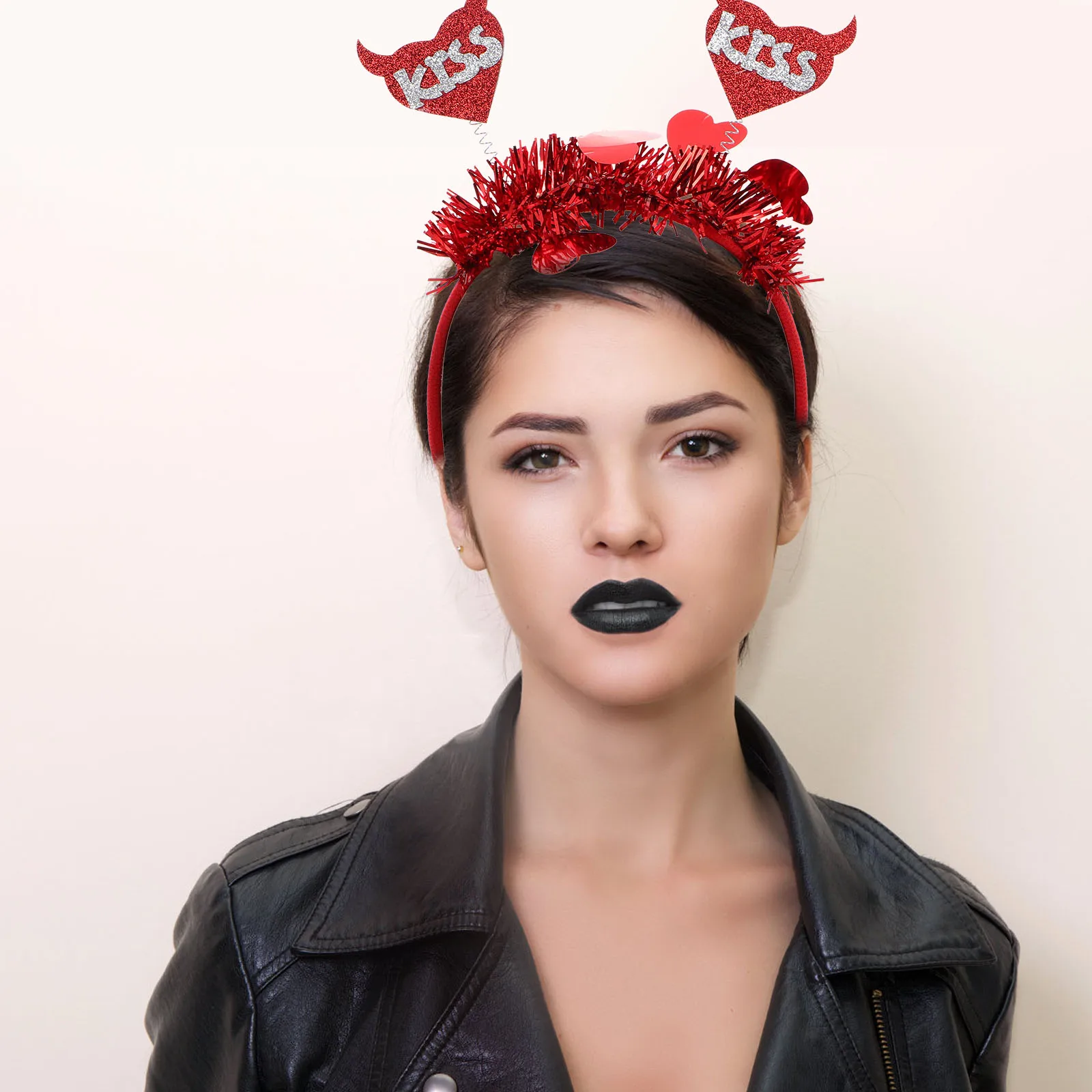 

Valentine Day Red Heart Headband Glitter Heart Bopper Wedding Party Holiday Costume Decoration Cupid Headpiece