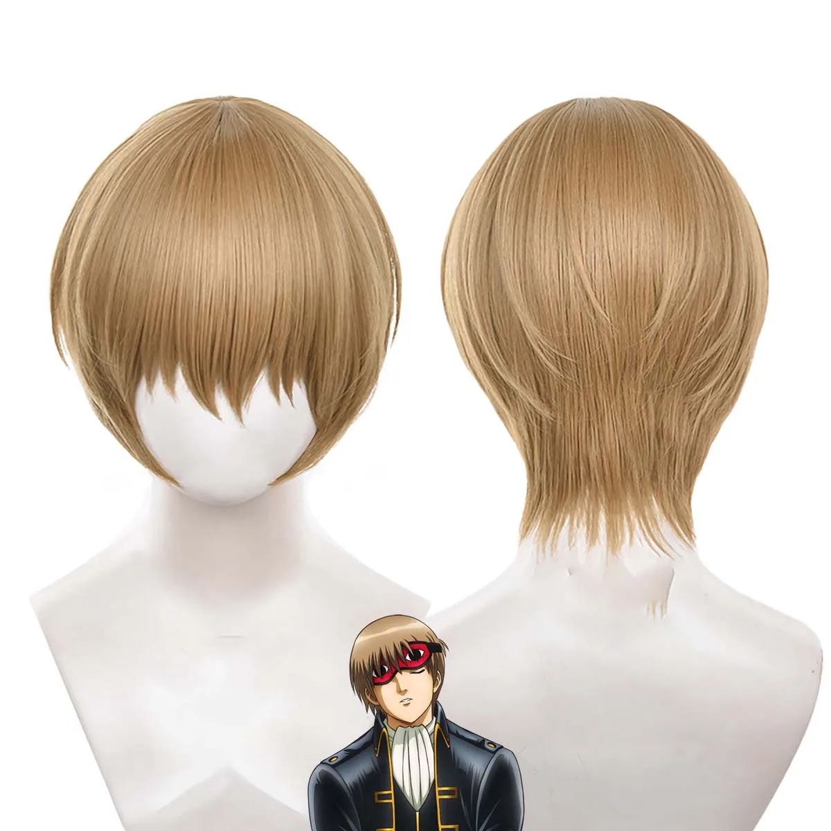 Peruca masculina de cabelo curto loiro anime GINTAMA Okita Sougo