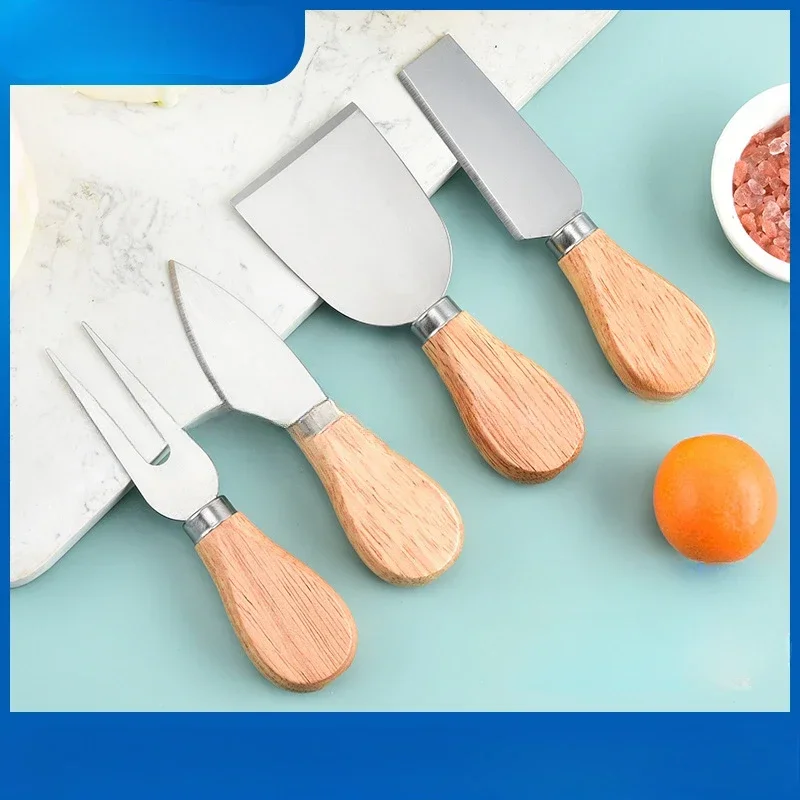 Cheese Knife Set 4-piece fork spatula Sharp knife Square Knife Selected stainless steel jam and butter spatula gift kitchenware