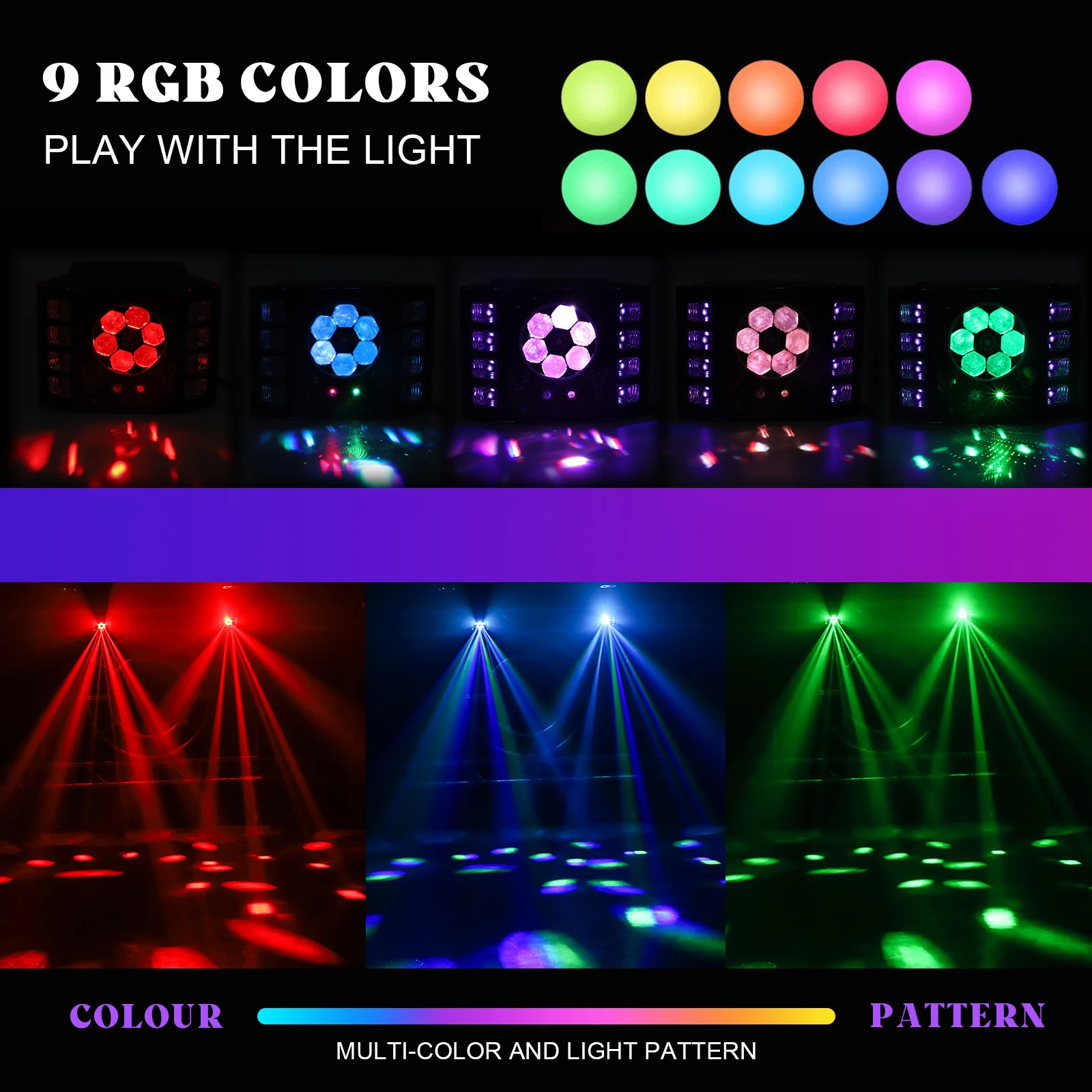 Somspot 2PCS RGBW UV Strobe Light Four-in-one Bee Eye Stage Effect Lighting Projector for DJ Disco KTV Party Wedding Bar Club