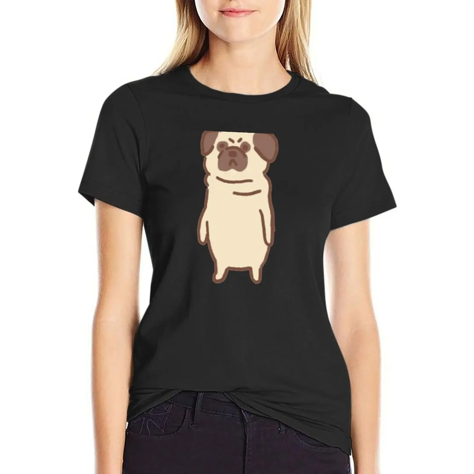 

Pug T-Shirt Short sleeve tee summer top sweat oversized Women's summer blouses 2025