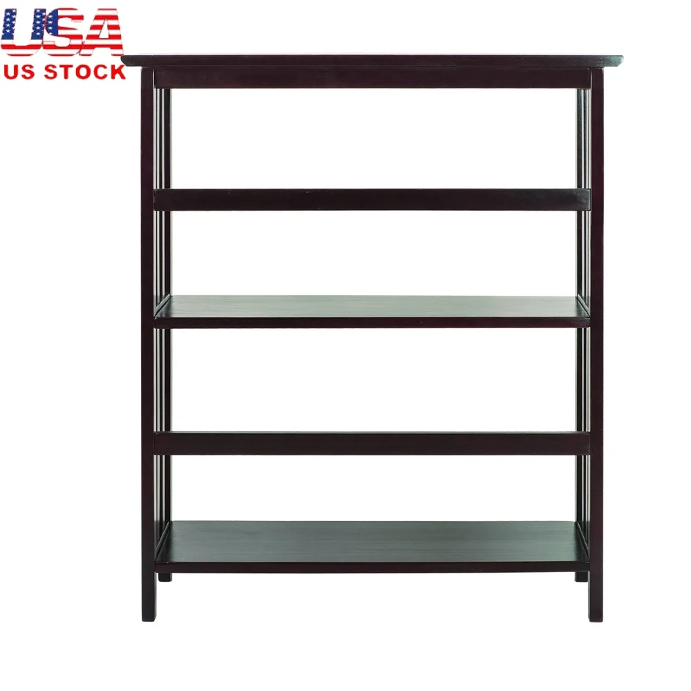 

Mission Style Bookcase Solid Pine Wood 3-Shelf Tall Storage Unit Classic Design Durable Easy Assembly Office Home Decor